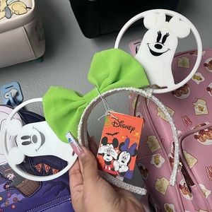 Disney Minnie Mouse Mickey & Minnie Ghost Glow-in-the-Dark Ears Headband!!